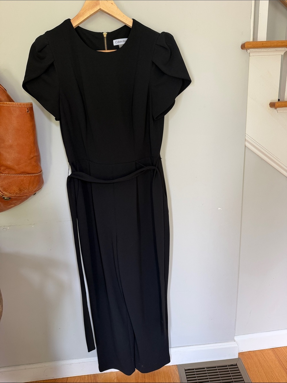 Calvin Klein Black Puff-Sleeve Pants Jumpsuit. Perfect for the office.